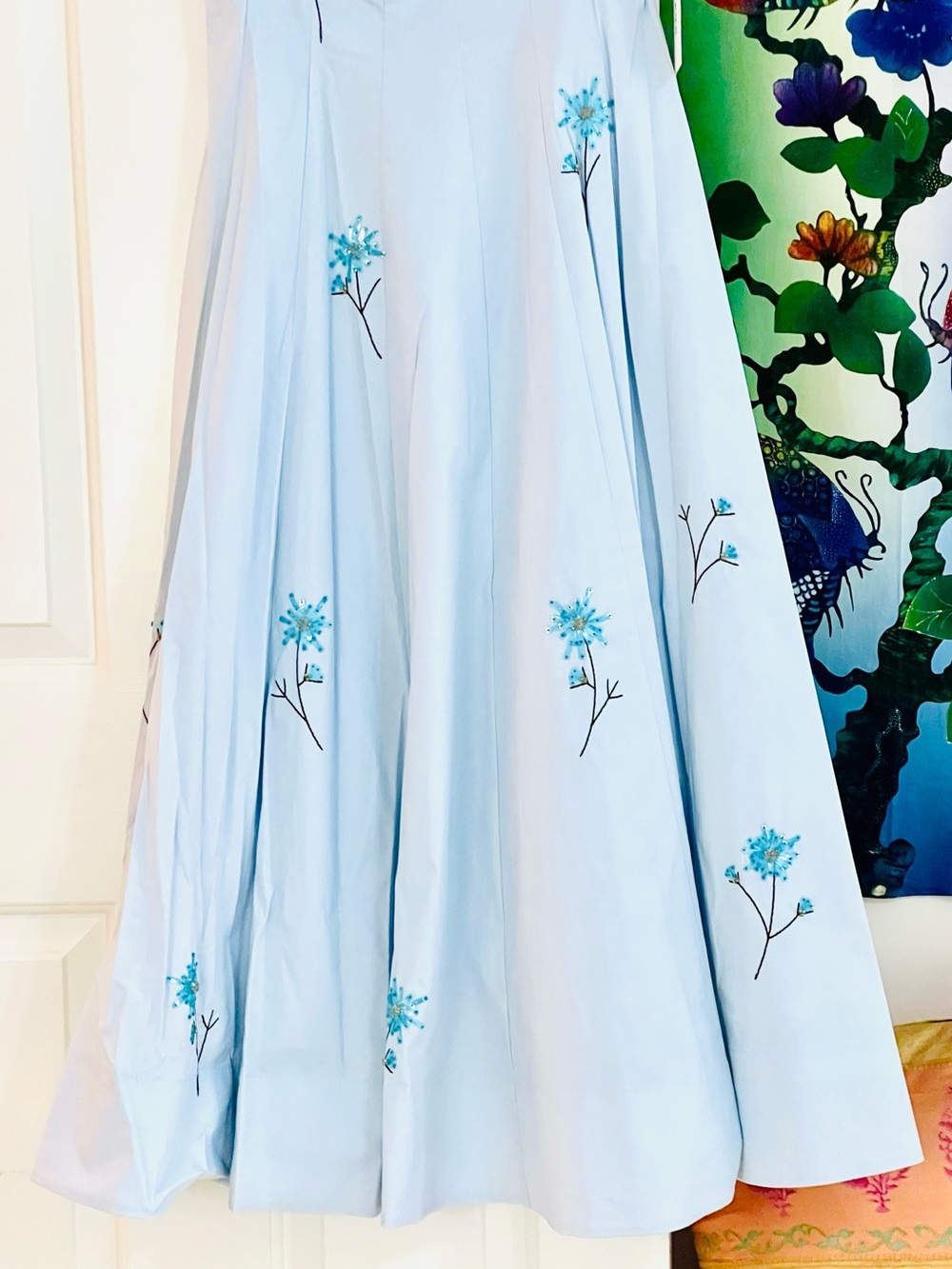 🌺🎉HP🎉🌺 NWT Staud Wylie Embroidered Midi Dress Dandelion Sky - Picture 15 of 16